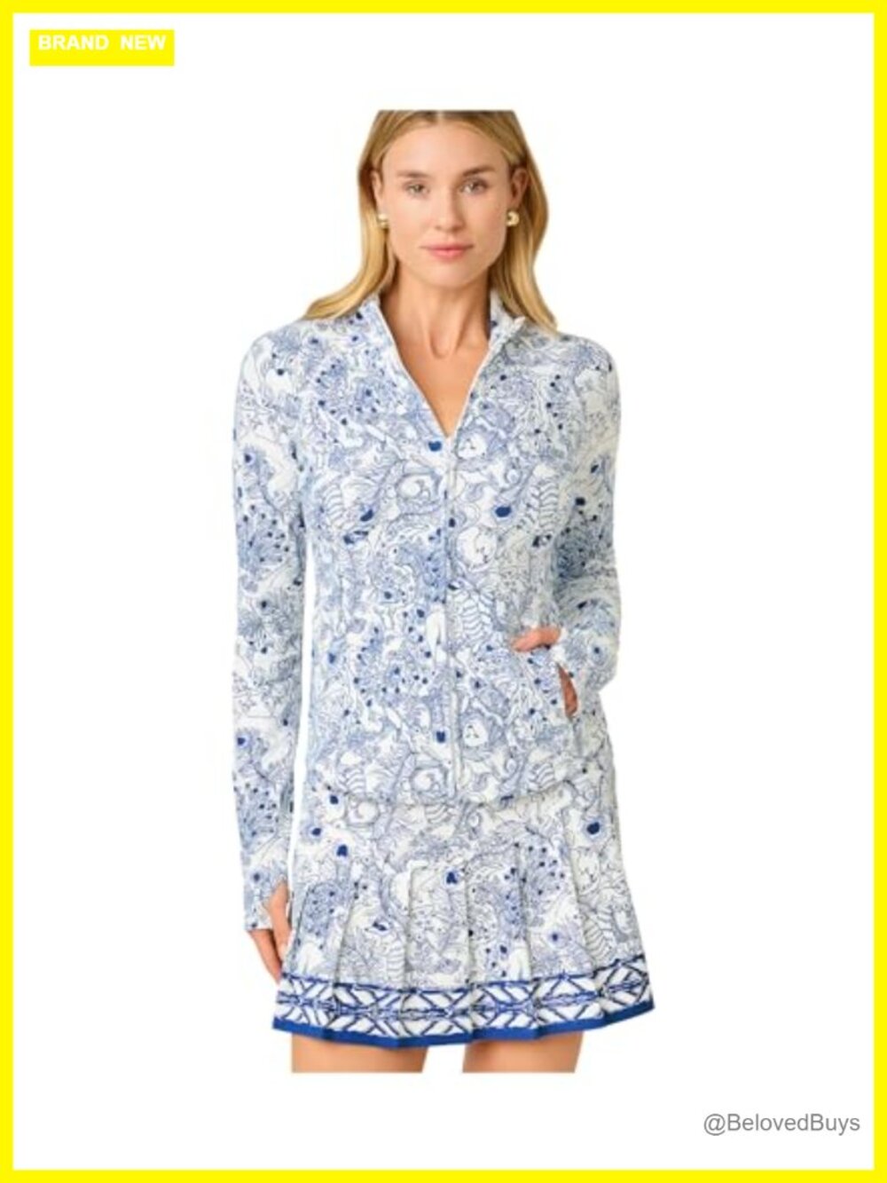 Lilly Pulitzer Barbados Zip-Up Jacket Nylon Spandex Long Sleeve Anorak